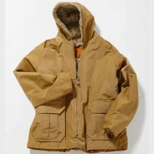 Woolrich Brown Tan Faux Fur Fully Lined Hooded Heavy Winter Coat Women’s XL